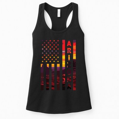 Arizona Sunset American Flag Flagstaff Tucson State Resident Womens Tank Top