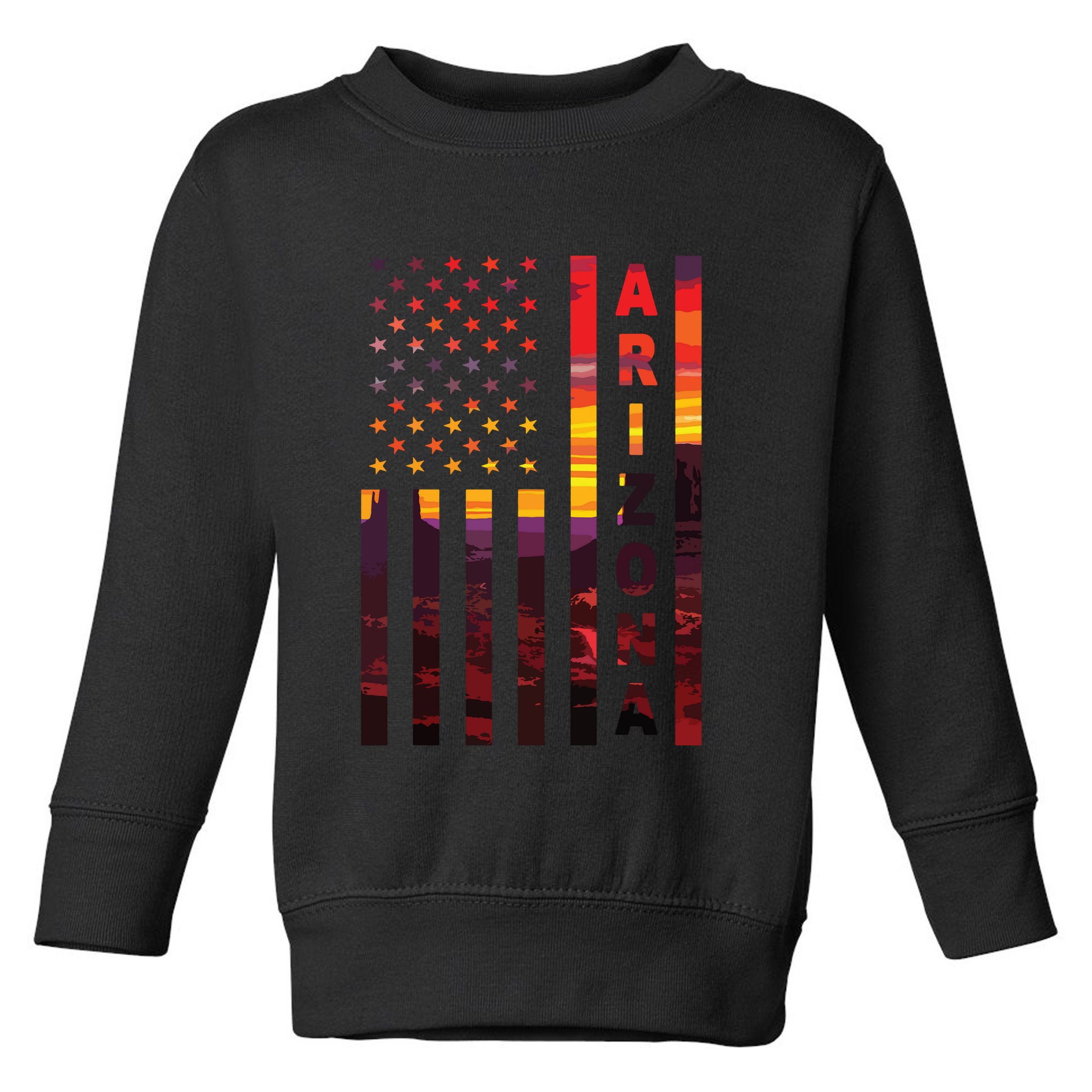 Arizona Sunset American Flag Flagstaff Tucson State Resident Toddler Sweatshirt