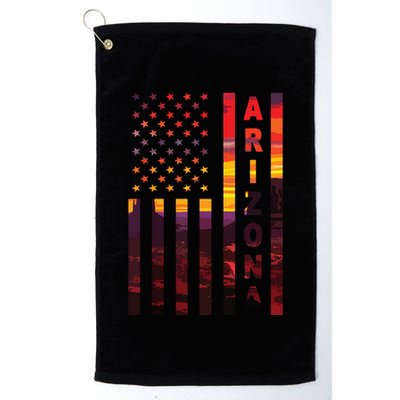 Arizona Sunset American Flag Flagstaff Tucson State Resident Golf Towel