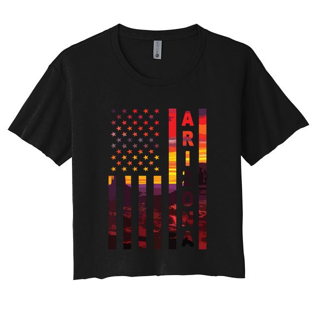 Arizona Sunset American Flag Flagstaff Tucson State Resident Crop Top
