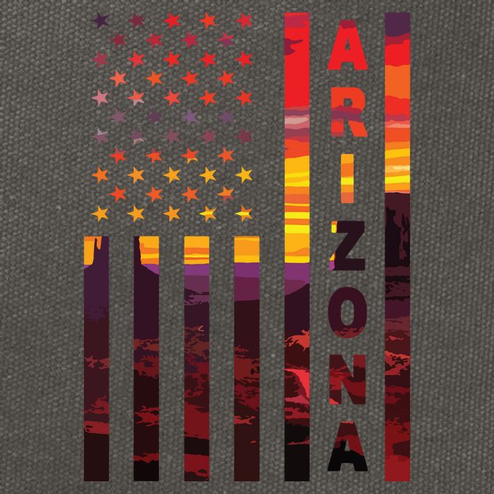 Arizona Sunset American Flag Flagstaff Tucson State Resident Cotton Canvas Backpack