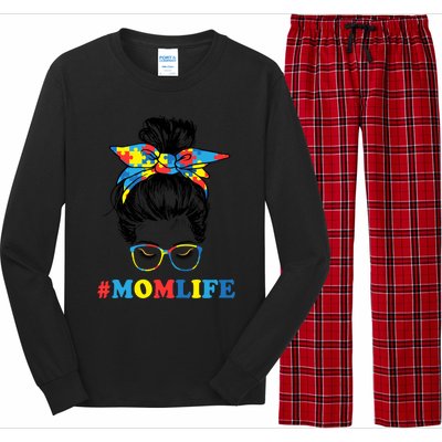 Autistic Son Autism Awareness Mom Life Cool Gift Mom Gift Long Sleeve Pajama Set