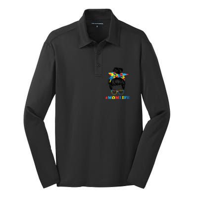 Autistic Son Autism Awareness Mom Life Cool Gift Mom Gift Silk Touch Performance Long Sleeve Polo