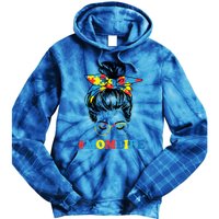 Autistic Son Autism Awareness Mom Life Cool Gift Mom Gift Tie Dye Hoodie