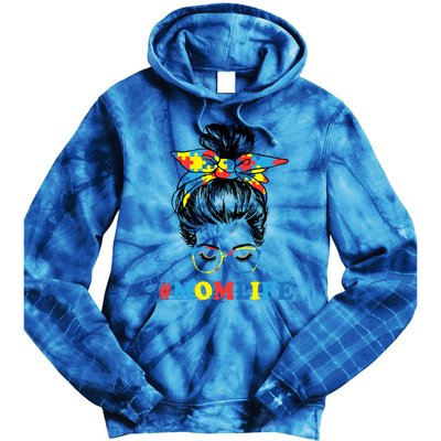 Autistic Son Autism Awareness Mom Life Cool Gift Mom Gift Tie Dye Hoodie