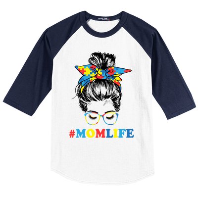 Autistic Son Autism Awareness Mom Life Cool Gift Mom Gift Baseball Sleeve Shirt