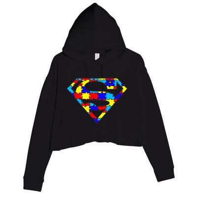 Autism Superhero Crop Fleece Hoodie