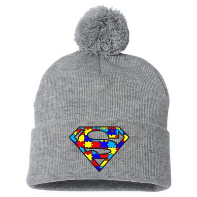 Autism Superhero Pom Pom 12in Knit Beanie