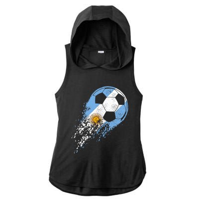 Argentina Soccer Argentinian Flag Pride Soccer Player Ladies PosiCharge Tri-Blend Wicking Draft Hoodie Tank