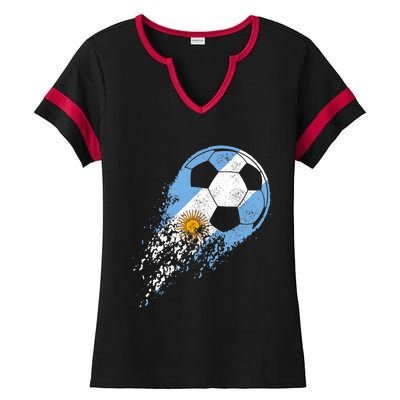 Argentina Soccer Argentinian Flag Pride Soccer Player Ladies Halftime Notch Neck Tee