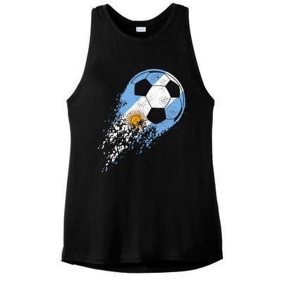 Argentina Soccer Argentinian Flag Pride Soccer Player Ladies PosiCharge Tri-Blend Wicking Tank