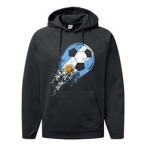 Argentina Soccer Argentinian Flag Pride Soccer Player Performance Fleece Hoodie