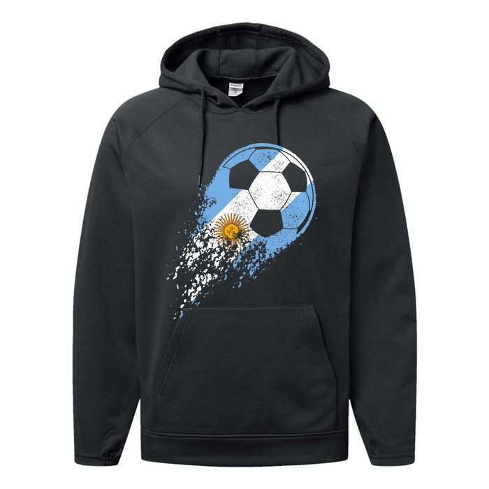 Argentina Soccer Argentinian Flag Pride Soccer Player Performance Fleece Hoodie