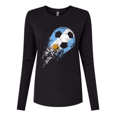 Argentina Soccer Argentinian Flag Pride Soccer Player Womens Cotton Relaxed Long Sleeve T-Shirt