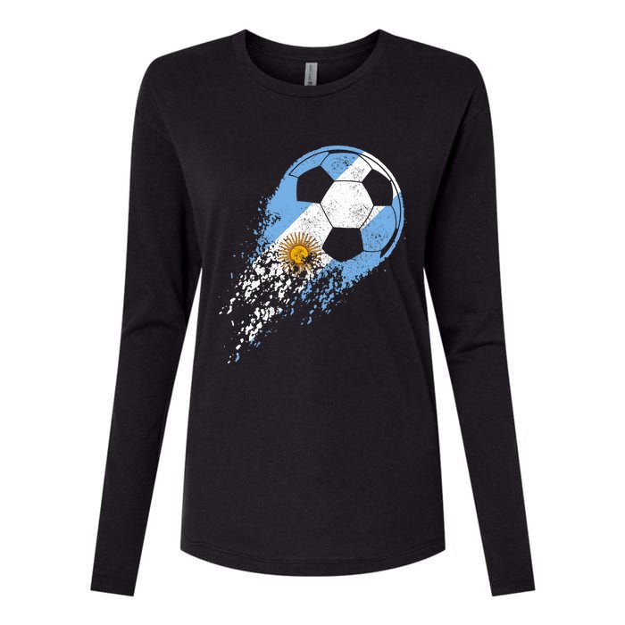 Argentina Soccer Argentinian Flag Pride Soccer Player Womens Cotton Relaxed Long Sleeve T-Shirt