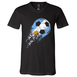 Argentina Soccer Argentinian Flag Pride Soccer Player V-Neck T-Shirt