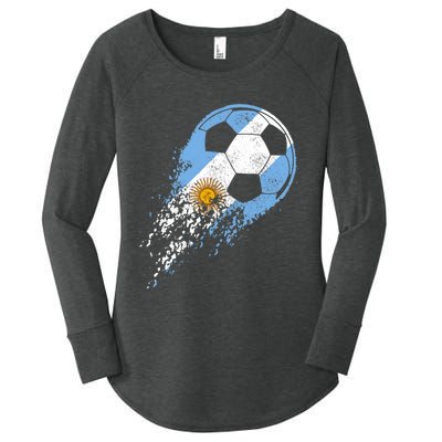 Argentina Soccer Argentinian Flag Pride Soccer Player Women's Perfect Tri Tunic Long Sleeve Shirt