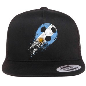 Argentina Soccer Argentinian Flag Pride Soccer Player Flat Bill Trucker Hat