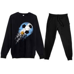 Argentina Soccer Argentinian Flag Pride Soccer Player Premium Crewneck Sweatsuit Set