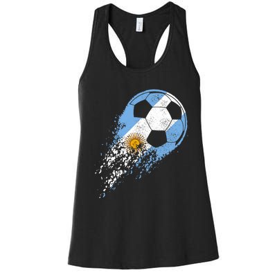 Argentina Soccer Argentinian Flag Pride Soccer Player Women's Racerback Tank