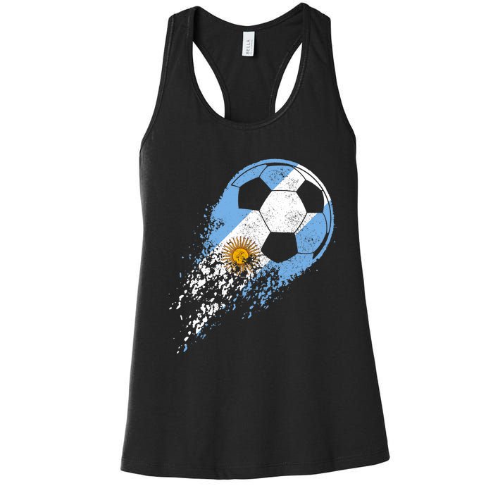 Argentina Soccer Argentinian Flag Pride Soccer Player Women's Racerback Tank