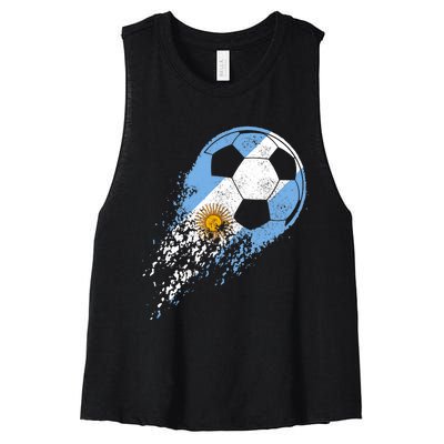 Argentina Soccer Argentinian Flag Pride Soccer Player Women's Racerback Cropped Tank