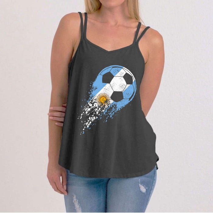 Argentina Soccer Argentinian Flag Pride Soccer Player Women's Strappy Tank