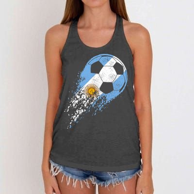 Argentina Soccer Argentinian Flag Pride Soccer Player Women's Knotted Racerback Tank