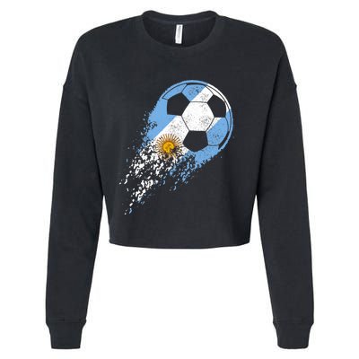 Argentina Soccer Argentinian Flag Pride Soccer Player Cropped Pullover Crew