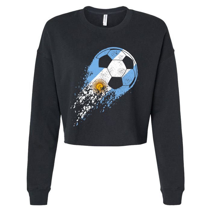 Argentina Soccer Argentinian Flag Pride Soccer Player Cropped Pullover Crew