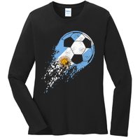 Argentina Soccer Argentinian Flag Pride Soccer Player Ladies Long Sleeve Shirt