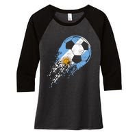 Argentina Soccer Argentinian Flag Pride Soccer Player Women's Tri-Blend 3/4-Sleeve Raglan Shirt