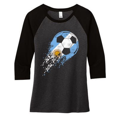 Argentina Soccer Argentinian Flag Pride Soccer Player Women's Tri-Blend 3/4-Sleeve Raglan Shirt