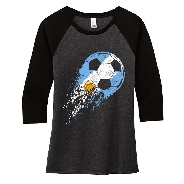 Argentina Soccer Argentinian Flag Pride Soccer Player Women's Tri-Blend 3/4-Sleeve Raglan Shirt