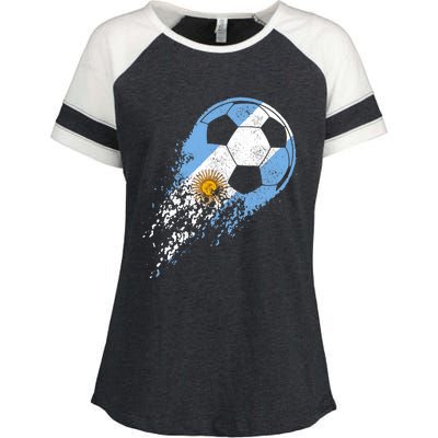 Argentina Soccer Argentinian Flag Pride Soccer Player Enza Ladies Jersey Colorblock Tee