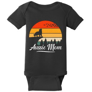 Australian Shepherd Aussie Mom Dog Sunset Retro Style Baby Bodysuit