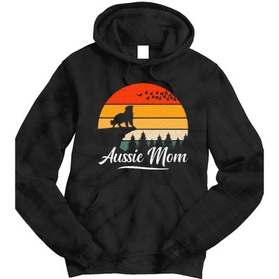 Australian Shepherd Aussie Mom Dog Sunset Retro Style Tie Dye Hoodie