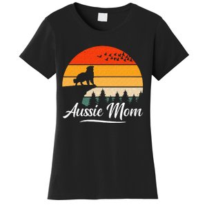 Australian Shepherd Aussie Mom Dog Sunset Retro Style Women's T-Shirt