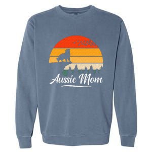 Australian Shepherd Aussie Mom Dog Sunset Retro Style Garment-Dyed Sweatshirt