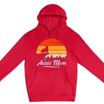 Australian Shepherd Aussie Mom Dog Sunset Retro Style Premium Pullover Hoodie