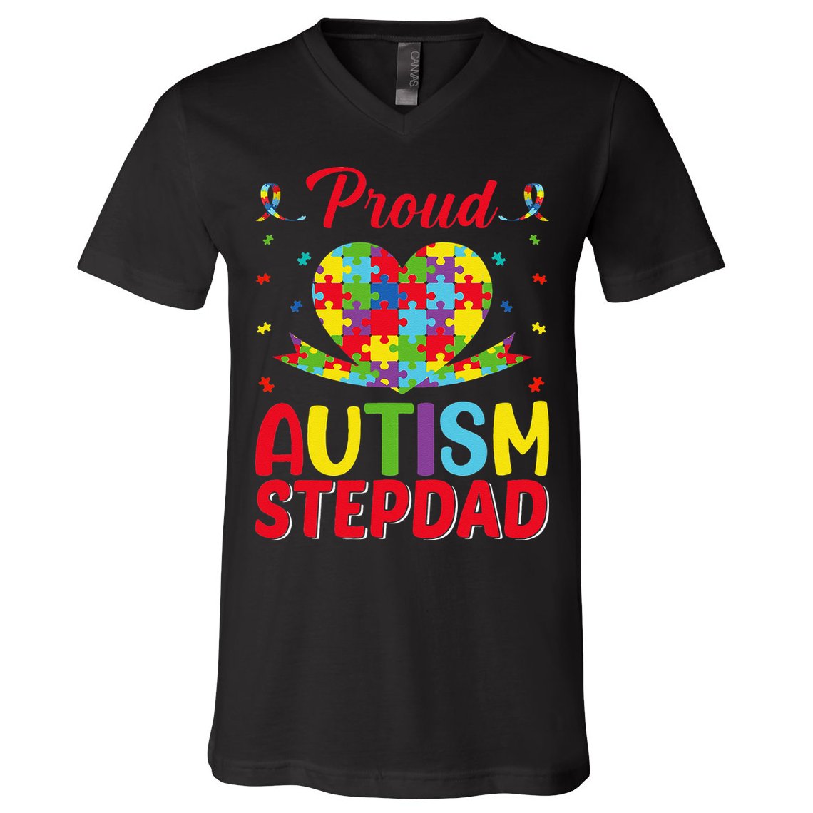 Autism Stepdad Autism Awareness Month Autism Apparel Autism V-Neck T-Shirt