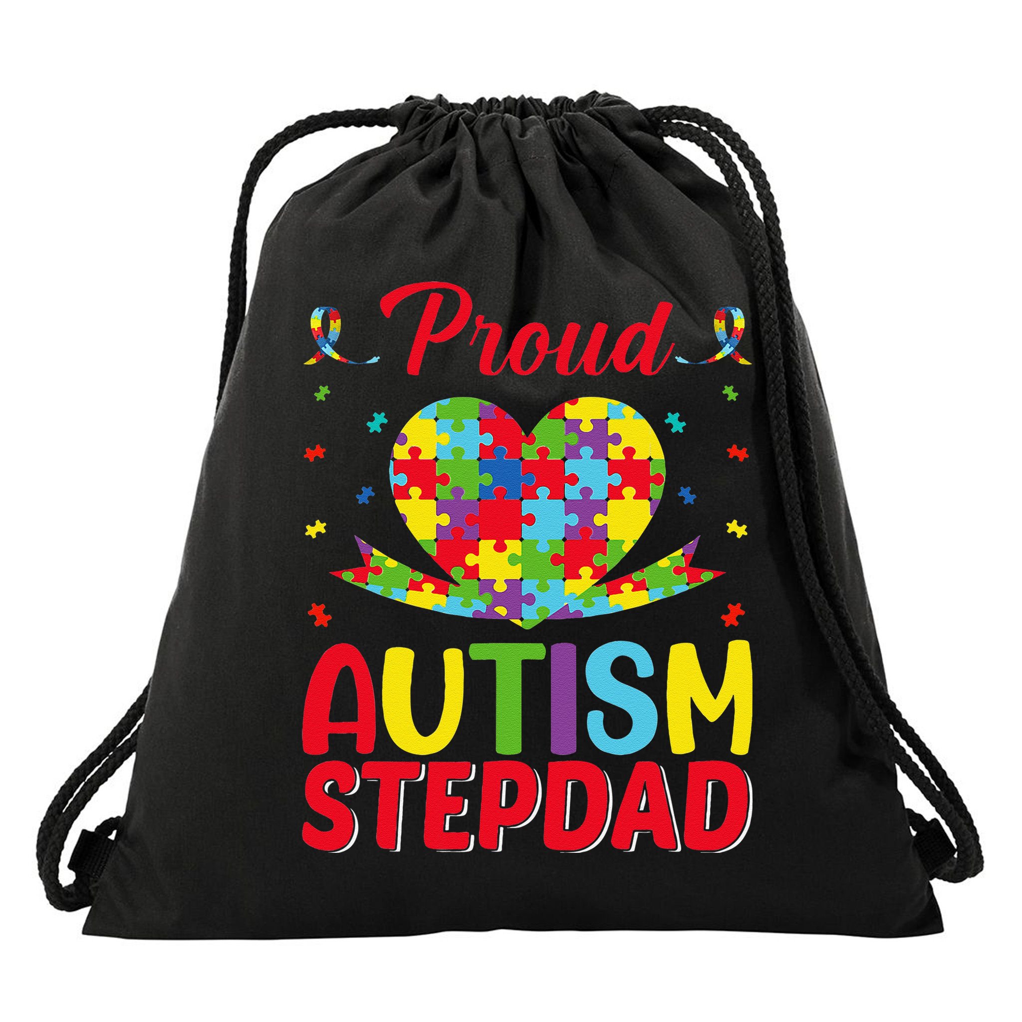 Autism Stepdad Autism Awareness Month Autism Apparel Autism Drawstring Bag