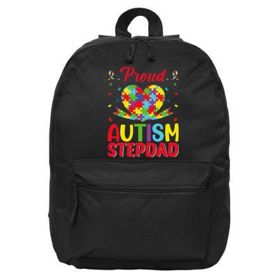 Autism Stepdad Autism Awareness Month Autism Apparel Autism 16 in Basic Backpack