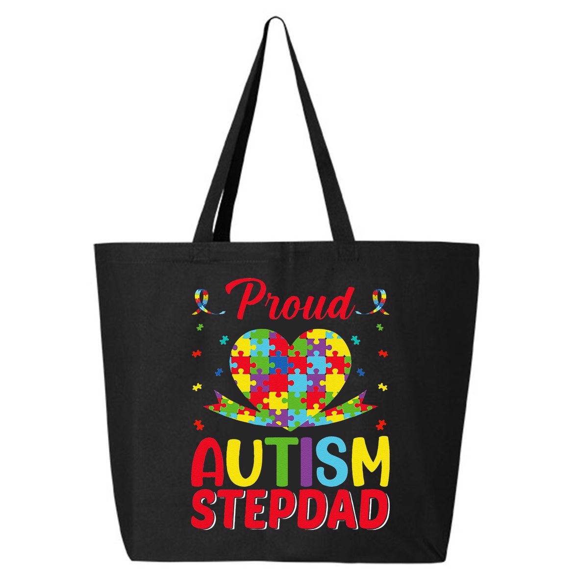 Autism Stepdad Autism Awareness Month Autism Apparel Autism 25L Jumbo Tote
