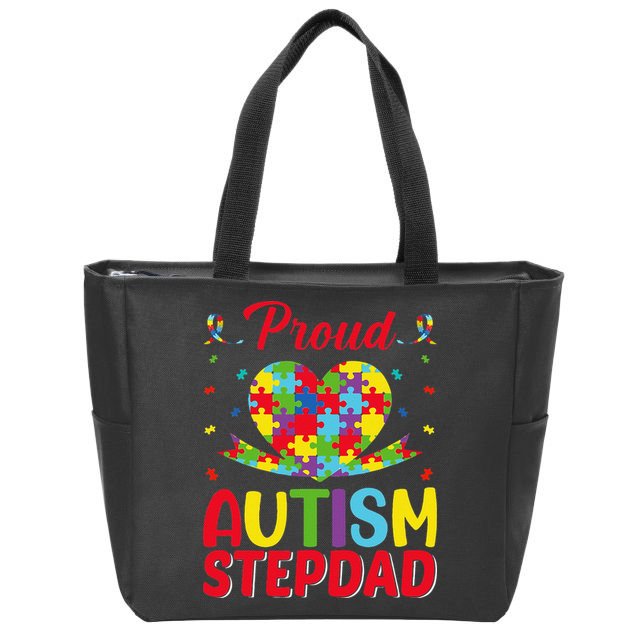 Autism Stepdad Autism Awareness Month Autism Apparel Autism Zip Tote Bag