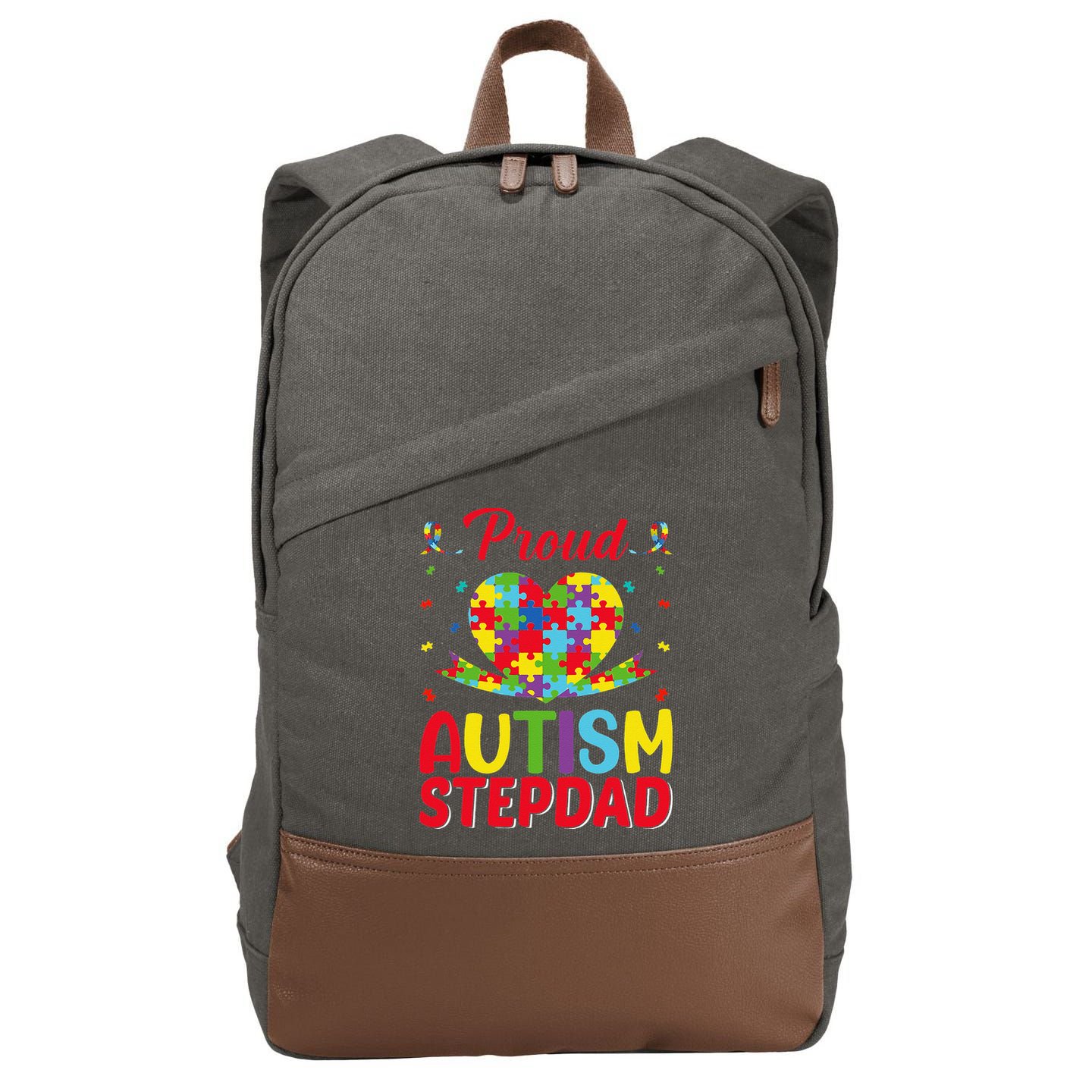 Autism Stepdad Autism Awareness Month Autism Apparel Autism Cotton Canvas Backpack