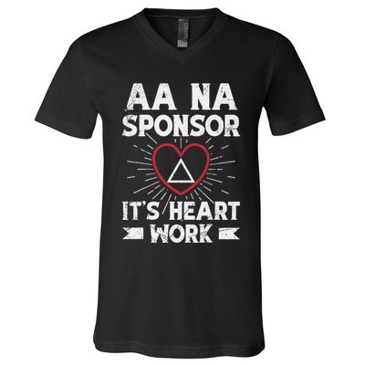 Aa Sponsorship Alcoholics Anonymous Sobriety Aa Na Sponsor V-Neck T-Shirt