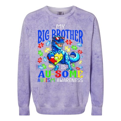 Autism Support Autistic My Big Brother Is Awesome Dinosaur Colorblast Crewneck Sweatshirt