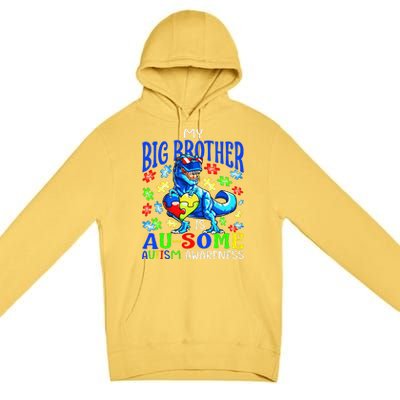 Autism Support Autistic My Big Brother Is Awesome Dinosaur Premium Pullover Hoodie