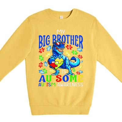 Autism Support Autistic My Big Brother Is Awesome Dinosaur Premium Crewneck Sweatshirt